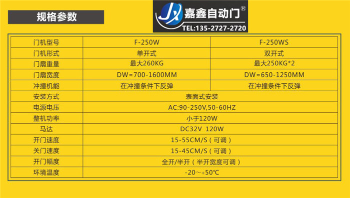 FUJI富士F-250W自动门机组 电动感应门 玻璃平移门重型开门机